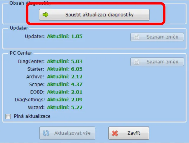 Aktualizace diagnostiky DevCom