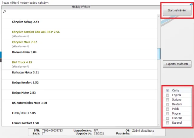 Aktualizace diagnostiky DevCom